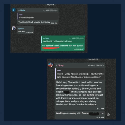 Client message testimonial